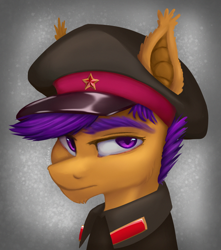 Size: 954x1080 | Tagged: safe, artist:erichkaofficial, imported from derpibooru, oc, oc only, bat pony, pony, bust, cap, hat, portrait, solo