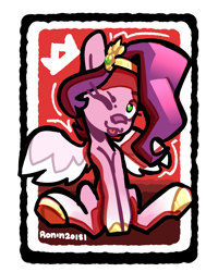 Size: 2000x2500 | Tagged: safe, artist:ronin20181, imported from derpibooru, pipp petals, pegasus, pony, ;p, adorapipp, cute, female, g5, high res, looking at you, mare, one eye closed, partially transparent background, playing card, sitting, solo, tongue out, wink, winking at you