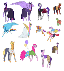 Size: 1947x2160 | Tagged: safe, artist:starshine74, imported from derpibooru, apple bloom, applejack, big macintosh, fluttershy, granny smith, pinkie pie, rainbow dash, rarity, scootaloo, starlight glimmer, sweetie belle, twilight sparkle, alicorn, earth pony, pony, unicorn, clothes, cutie mark crusaders, horn, mane six