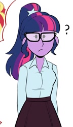 Size: 534x925 | Tagged: safe, imported from derpibooru, sci-twi, twilight sparkle, human, equestria girls, drawing, glasses, question mark