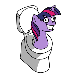 Size: 2048x2048 | Tagged: artist needed, safe, imported from derpibooru, twilight sparkle, unicorn, but why, female, horn, mare, simple background, skibidi toilet, toilet, toilet slave, unicorn twilight, white background