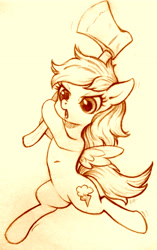 Size: 1800x2860 | Tagged: safe, artist:zetamad, imported from derpibooru, rainbow dash, pegasus, pony, axe, belly, bipedal, female, hoof hold, mare, monochrome, open mouth, sepia, solo, weapon, wings