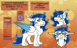 Size: 1902x1200 | Tagged: safe, artist:hiddenfaithy, imported from derpibooru, oc, oc only, oc:aurora nightingale, pegasus, were-pony, werewolf, bust, colored, commission, flat colors, full body, portrait, reference sheet, simple background