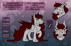 Size: 1854x1200 | Tagged: safe, artist:hiddenfaithy, imported from derpibooru, oc, oc only, oc:skyfire lumia, pegasus, were-pony, werewolf, alternate universe, bust, colored, commission, flat colors, full body, portrait, reference sheet, simple background