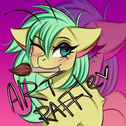 Size: 1000x1000 | Tagged: safe, artist:namelessplaza, imported from derpibooru, oc, oc only, oc:starzie, blushing, bust, female, gradient background, portrait, raffle