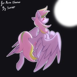 Size: 1280x1280 | Tagged: safe, artist:sunver rose, imported from derpibooru, oc, oc only, oc:laura orchid, pegasus, black background, moon, simple background