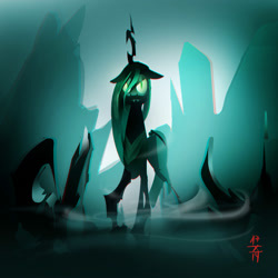 Size: 2000x2000 | Tagged: safe, artist:alumx, imported from derpibooru, queen chrysalis, changeling, changeling queen, 15 minute ponies, chromatic aberration, fangs, female, looking at you, solo