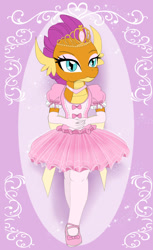 Size: 827x1348 | Tagged: safe, artist:avchonline, imported from derpibooru, smolder, anthro, dragon, ballerina, ballet, canterlot royal ballet academy, clothes, cute, gloves, jewelry, looking at you, smolder also dresses in style, smolderbetes, smolderina, tiara, tights, tutu