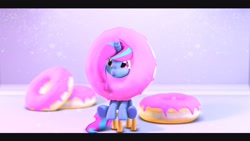 Size: 1920x1080 | Tagged: safe, artist:fallenponiesproduction, oc, oc only, pony, 3d, donut, female, food, mare, sitting, solo