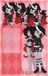 Size: 1900x3000 | Tagged: safe, artist:eilidh-draw, imported from derpibooru, oc, oc only, oc:merry mischief, alicorn, bat pony, bat pony alicorn, pony, equestria girls, alicorn oc, barefoot, bat pony oc, bat wings, black underwear, bra, breasts, christmas, clothes, coat, commission, ear piercing, earring, equestria girls-ified, eyeshadow, feet, female, hat, high heels, holiday, horn, jewelry, makeup, mare, panties, piercing, reference sheet, santa hat, shoes, skirt, socks, solo, striped socks, underwear, wings, ych result