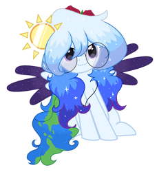 Size: 1800x1952 | Tagged: safe, artist:be_yourself, artist:cosmosloghy, imported from derpibooru, oc, oc only, oc:altersmay earth, pegasus, pony, :3, adorable face, colored, colored wings, cute, earthbetes, flower, flower in hair, glare, glasses, jewelry, lidded eyes, meme, multicolored hair, necklace, older, older altersmay earth, planet ponies, ponified, rose, round glasses, simple background, sitting, sitting catface meme, solo, space ponies, spread wings, transparent background, wings