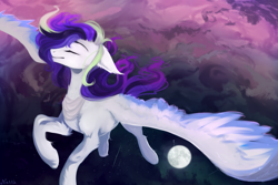 Size: 3000x2000 | Tagged: safe, artist:vitani, imported from derpibooru, oc, oc only, pegasus, pony, flying, full moon, moon, solo, spread wings, wings