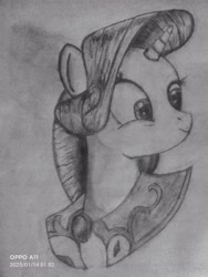 Size: 3000x4000 | Tagged: safe, artist:siduyi, imported from derpibooru, rarity, pony, unicorn, female, grayscale, horn, mare, monochrome, solo, traditional art