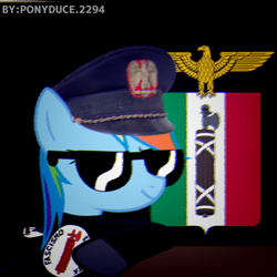 Size: 1800x1800 | Tagged: safe, edit, rainbow dash, pony, artista:ponyduce.2294, cute, fascism, fascist, fascist symbol, pony edit