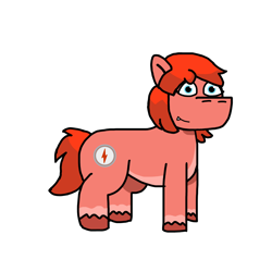 Size: 1280x1280 | Tagged: safe, artist:josephthedumbimpostor, imported from derpibooru, oc, oc only, oc:maria meltdown, earth pony, among us, cute, cute little fangs, earth pony oc, fangs, simple background, solo, white background