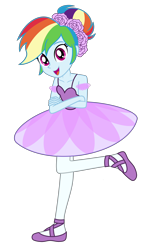 Size: 5814x10158 | Tagged: safe, artist:emeraldblast63, imported from derpibooru, rainbow dash, human, equestria girls, ballerina, commission, female, open mouth, open smile, rainbowrina, simple background, smiling, solo, transparent background