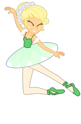 Size: 6264x9552 | Tagged: safe, artist:emeraldblast63, imported from derpibooru, applejack, human, equestria girls, applerina, ballerina, commission, eyes closed, female, grin, simple background, smiling, solo, transparent background