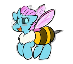 Size: 977x862 | Tagged: safe, artist:zutcha, imported from derpibooru, ocellus, changedling, changeling, animal costume, bee costume, blushing, clothes, costume, cute, diaocelles, female, open mouth, open smile, simple background, sketch, smiling, solo, white background