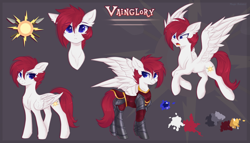 Size: 3500x2000 | Tagged: safe, artist:vitani, imported from derpibooru, oc, oc only, pegasus, pony, armor, concave belly, eye clipping through hair, eyebrows, eyebrows visible through hair, female, flying, mare, reference sheet, solo, spread wings, wings