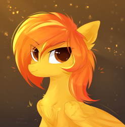 Size: 1974x2000 | Tagged: safe, artist:vitani, imported from derpibooru, oc, oc only, pegasus, pony, bust, chest fluff, eyebrows, eyebrows visible through hair, smiling, solo