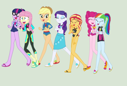 Size: 2160x1464 | Tagged: safe, artist:diana173076, imported from derpibooru, applejack, fluttershy, pinkie pie, rainbow dash, rarity, sci-twi, sunset shimmer, twilight sparkle, human, equestria girls, applejack's beach shorts swimsuit, barefoot, base used, belly, belly button, bikini, clothes, feet, female, flip-flops, fluttershy's wetsuit, glasses, humane five, humane seven, humane six, jewelry, one-piece swimsuit, piercing, pinkie pie swimsuit, rainbow dash's beach shorts swimsuit, rarity's blue sarong, rarity's purple bikini, sandals, sarong, sci-twi swimsuit, simple background, sunset shimmer swimsuit, sunset shimmer's beach shorts swimsuit, swimsuit, wetsuit, white background