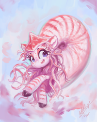 Size: 768x960 | Tagged: safe, artist:assasinmonkey, imported from derpibooru, oc, oc only, oc:nautila, nautilus, nautilus pony, original species, pony, sea pony, bubble, clam, coral, crepuscular rays, digital painting, eyes on the prize, eyeshadow, female, makeup, mare, ocean, pearl, seaweed, solo, sunlight, swimming, tentacles, underwater, water