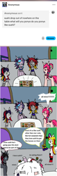 Size: 1178x3590 | Tagged: safe, artist:ask-luciavampire, imported from derpibooru, oc, earth pony, pegasus, pony, undead, unicorn, vampire, vampony, ask, food, horn, sushi, tumblr