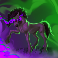 Size: 2000x2000 | Tagged: safe, artist:universalevil, imported from derpibooru, king sombra, pony, abstract background, gradient background, solo