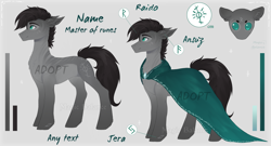 Size: 3696x2000 | Tagged: safe, artist:vitani, imported from derpibooru, oc, oc only, earth pony, pony, adoptable, cloak, clothes, male, solo, stallion, watermark