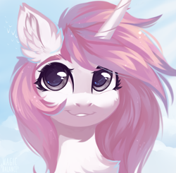 Size: 1880x1842 | Tagged: safe, artist:vitani, imported from derpibooru, oc, oc only, pony, unicorn, bust, chest fluff, ear tufts, female, horn, mare, portrait, solo