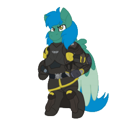 Size: 1500x1500 | Tagged: safe, artist:euspuche, imported from derpibooru, oc, oc only, oc:distant skies, pegasus, animated, commission, gif, helldivers, helldivers 2, no source available, pegasus oc, salute, simple background, solo, transparent background, wings, ych result