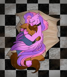 Size: 1280x1461 | Tagged: safe, artist:shamy-crist, imported from derpibooru, oc, oc only, classical hippogriff, hippogriff, pony, unicorn, cuddling, duo, duo male and female, female, horn, male, straight