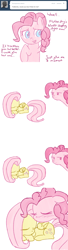 Size: 648x2381 | Tagged: safe, artist:speccysy, imported from derpibooru, fluttershy, pinkie pie, earth pony, pegasus, ask fluttershy and pinkie pie, blushing, comic, duo, duo female, female, flutterpie, kissing, lesbian, shipping