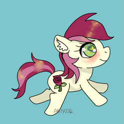 Size: 1059x1062 | Tagged: safe, artist:anykoe, imported from derpibooru, roseluck, earth pony, blushing, chibi, cute, ear fluff, female, heart, heart eyes, signature, simple background, solo, wingding eyes