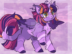 Size: 1280x960 | Tagged: safe, artist:pixiecloud248, imported from derpibooru, twilight sparkle, alicorn, pony, alternate design, colored hooves, colored wings, deviantart watermark, eye clipping through hair, fetlock tuft, fluffy, hooves, leonine tail, obtrusive watermark, solo, tail, twilight sparkle (alicorn), two toned wings, watermark, wings