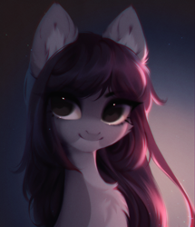 Size: 1973x2290 | Tagged: safe, artist:shenki, imported from derpibooru, oc, oc only, pony, cheek fluff, chest fluff, ear fluff, female, looking at you, mare, pale belly, simple background, solo