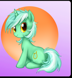 Size: 415x448 | Tagged: safe, artist:mn27, imported from derpibooru, lyra heartstrings, pony, unicorn, butt, female, horn, looking at you, mare, plot, sitting, smiling, smiling at you, solo