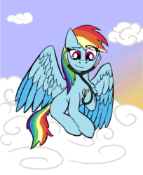 Size: 785x960 | Tagged: safe, imported from derpibooru, rainbow dash, pegasus, animated, cardiophile, cardiophilia, cloud, fetish, heartbeat, heartbeat fetish, self stething, stethoscope, sunset, wings