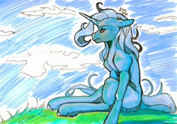 Size: 1280x894 | Tagged: safe, artist:raychelrage, imported from derpibooru, trixie, pony, unicorn, horn, solo, traditional art