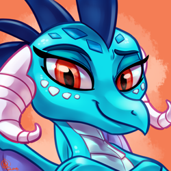 Size: 1800x1800 | Tagged: safe, artist:whitediamonds, imported from derpibooru, princess ember, dragon, crossed arms, dragoness, female, looking at you, smiling, smiling at you, solo