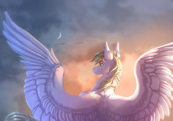 Size: 3556x2500 | Tagged: safe, artist:universalevil, imported from derpibooru, oc, oc only, pegasus, pony, flying, sky, solo