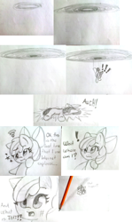 Size: 2562x4302 | Tagged: safe, artist:arielsbx, imported from derpibooru, apple bloom, pony, ask little applebloom, monochrome, pencil, sketch, traditional art