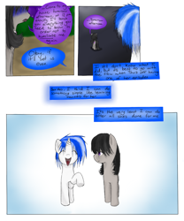 Size: 900x1080 | Tagged: safe, artist:hewhoerasesmost, imported from derpibooru, dj pon-3, octavia melody, vinyl scratch, earth pony, unicorn, comic:beethoven virus, comic, female, horn, lesbian, scratchtavia, shipping, speech bubble