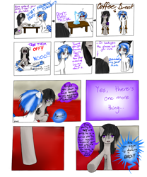 Size: 1000x1200 | Tagged: safe, artist:hewhoerasesmost, imported from derpibooru, dj pon-3, octavia melody, vinyl scratch, earth pony, unicorn, comic:beethoven virus, comic, female, horn, lesbian, scratchtavia, shipping, speech bubble