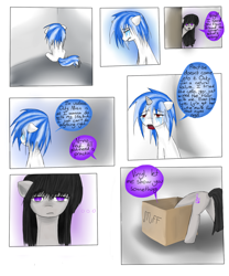 Size: 1000x1200 | Tagged: safe, artist:hewhoerasesmost, imported from derpibooru, dj pon-3, octavia melody, vinyl scratch, earth pony, unicorn, comic:beethoven virus, comic, crying, female, horn, lesbian, scratchtavia, shipping, speech bubble