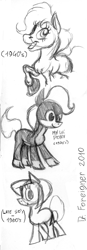 Size: 501x1442 | Tagged: safe, artist:drforeigner, imported from derpibooru, pony, 2011, artifact, monochrome, style emulation