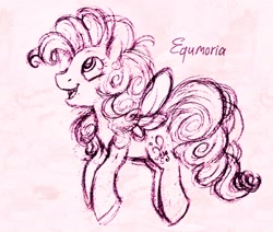 Size: 2612x2217 | Tagged: safe, artist:equmoria, imported from derpibooru, pinkie pie, pegasus, pony, g5 concept leaks, pegasus pinkie pie, pinkie pie (g5 concept leak), race swap, sketch, traditional art