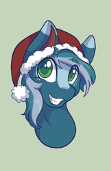 Size: 3300x5100 | Tagged: safe, artist:mscolorsplash, imported from derpibooru, oc, oc only, oc:aerial venture, pegasus, pony, blaze (coat marking), christmas, coat markings, colored pupils, eyebrows, eyebrows visible through hair, facial markings, green background, holiday, male, patreon, patreon reward, simple background, smiling, solo, stallion