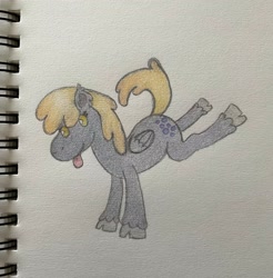 Size: 2910x2959 | Tagged: safe, artist:lewdyloops, imported from derpibooru, derpy hooves, pegasus, pony, cute, cutie mark, hooves, pencil drawing, simple background, sketchbook, tongue out, traditional art, white background, wings