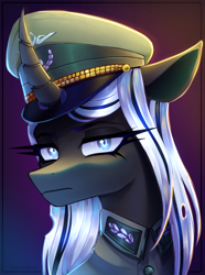 Size: 2228x3000 | Tagged: safe, artist:opal_radiance, imported from derpibooru, oc, changeling, equestria at war mod, clothes, solo, uniform